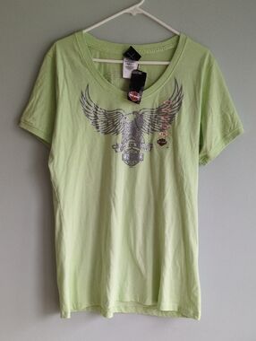 Harley-Davidson Light Lime Green Eagle Graphic Short Sleeve Tee